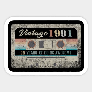 Vintage 1991 Made In 1991 29 Years Old 29th Birthday Gift Sticker
